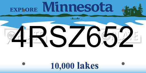 4RSZ652 Minnesota License Plate