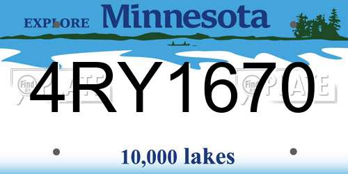 4RY1670 Minnesota License Plate
