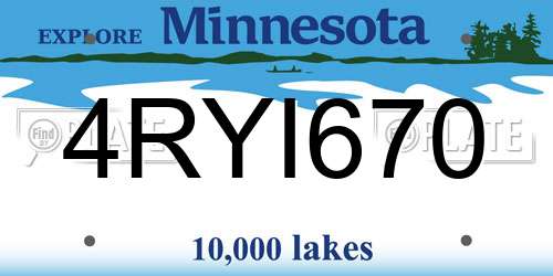 4RYI670 Minnesota License Plate