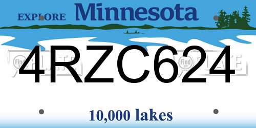 4RZC624 Minnesota License Plate