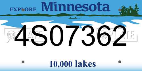 4S07362 Minnesota License Plate