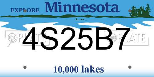 4S25B7 Minnesota License Plate
