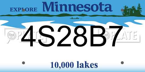 4S28B7 Minnesota License Plate