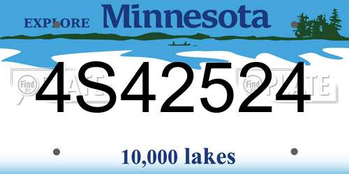 4S42524 Minnesota License Plate