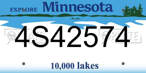 4S42574 Minnesota License Plate