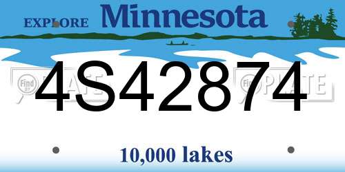 4S42874 Minnesota License Plate