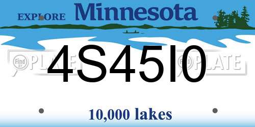 4S45I0 Minnesota License Plate