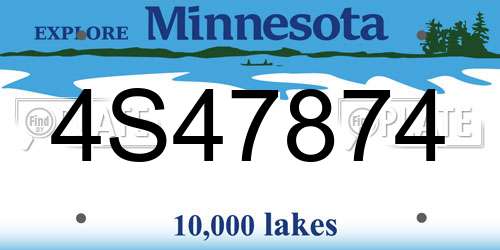 4S47874 Minnesota License Plate