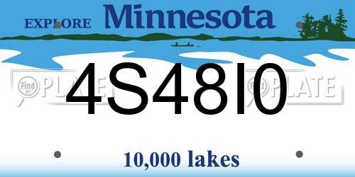 4S48I0 Minnesota License Plate