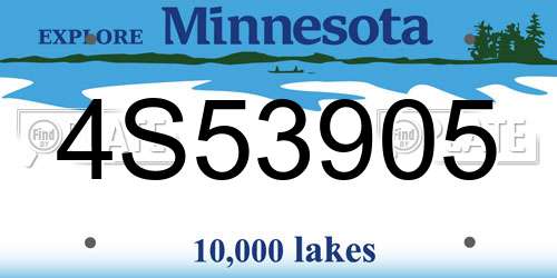 4S53905 Minnesota License Plate
