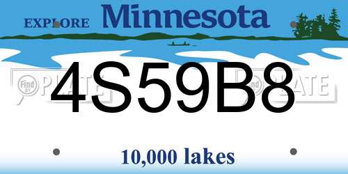 4S59B8 Minnesota License Plate