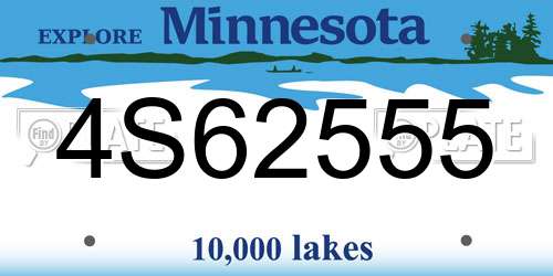 4S62555 Minnesota License Plate