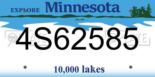 4S62585 Minnesota License Plate