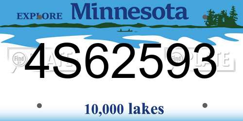 4S62593 Minnesota License Plate