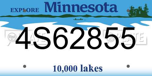 4S62855 Minnesota License Plate