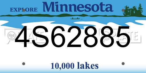 4S62885 Minnesota License Plate