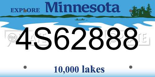 4S62888 Minnesota License Plate