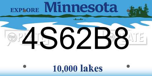 4S62B8 Minnesota License Plate