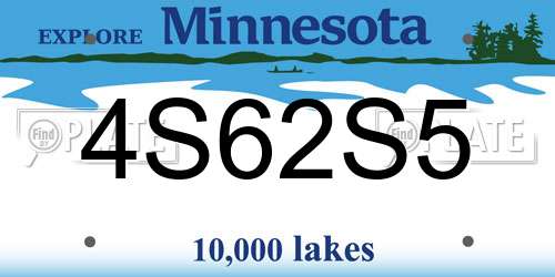 4S62S5 Minnesota License Plate