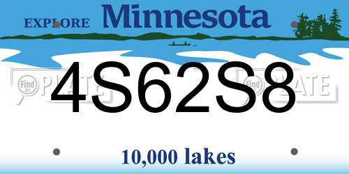 4S62S8 Minnesota License Plate