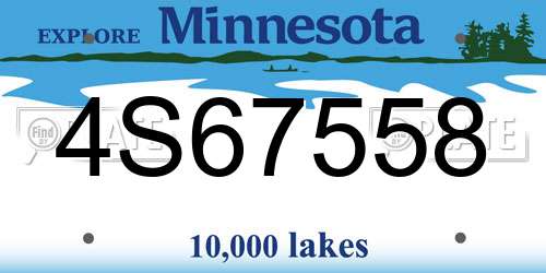 4S67558 Minnesota License Plate