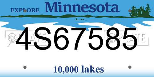 4S67585 Minnesota License Plate