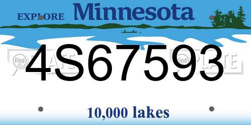 4S67593 Minnesota License Plate