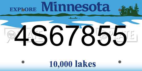 4S67855 Minnesota License Plate
