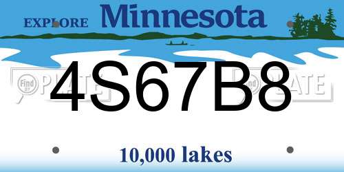 4S67B8 Minnesota License Plate