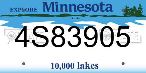 4S83905 Minnesota License Plate