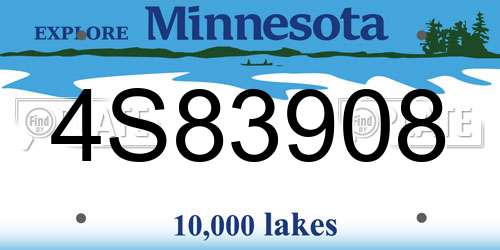 4S83908 Minnesota License Plate