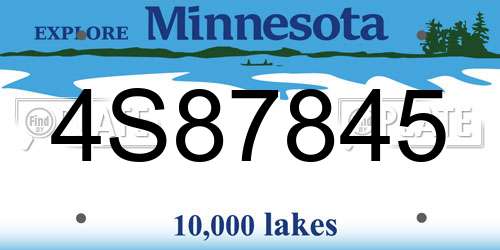 4S87845 Minnesota License Plate