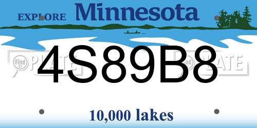 4S89B8 Minnesota License Plate