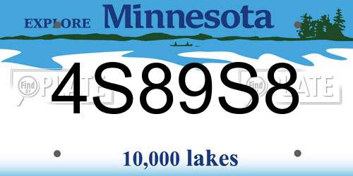 4S89S8 Minnesota License Plate