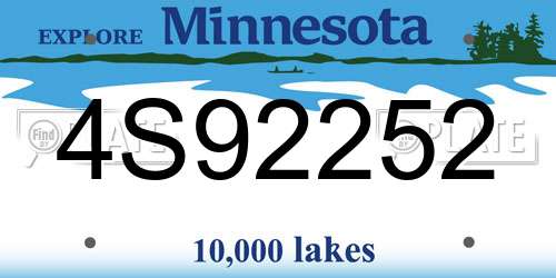 4S92252 Minnesota License Plate