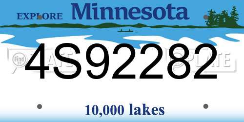 4S92282 Minnesota License Plate