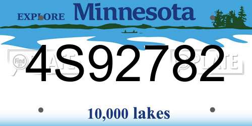 4S92782 Minnesota License Plate