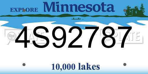 4S92787 Minnesota License Plate