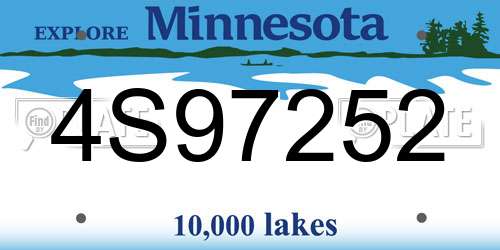 4S97252 Minnesota License Plate