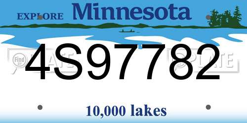 4S97782 Minnesota License Plate
