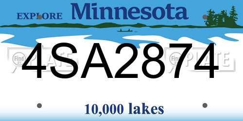 4SA2874 Minnesota License Plate