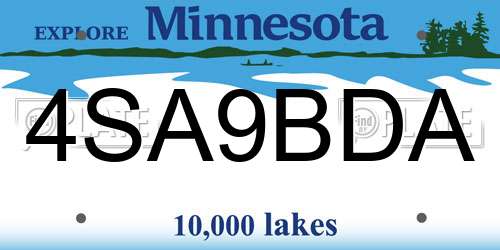 4SA9BDA Minnesota License Plate