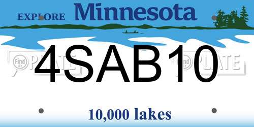 4SAB10 Minnesota License Plate