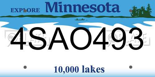 4SAO493 Minnesota License Plate