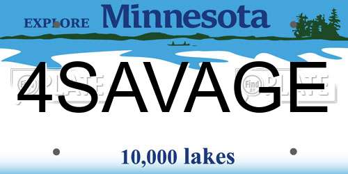 4SAVAGE Minnesota License Plate