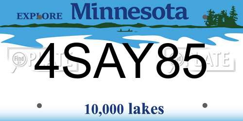 4SAY85 Minnesota License Plate