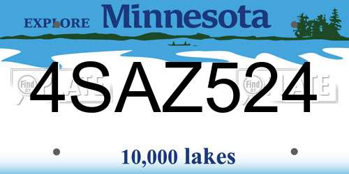4SAZ524 Minnesota License Plate