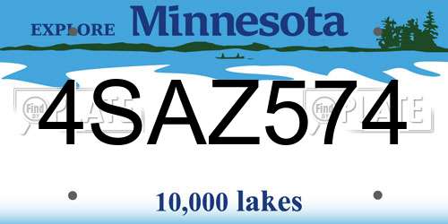 4SAZ574 Minnesota License Plate