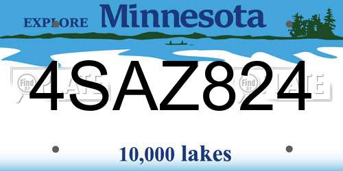 4SAZ824 Minnesota License Plate