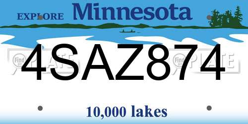 4SAZ874 Minnesota License Plate